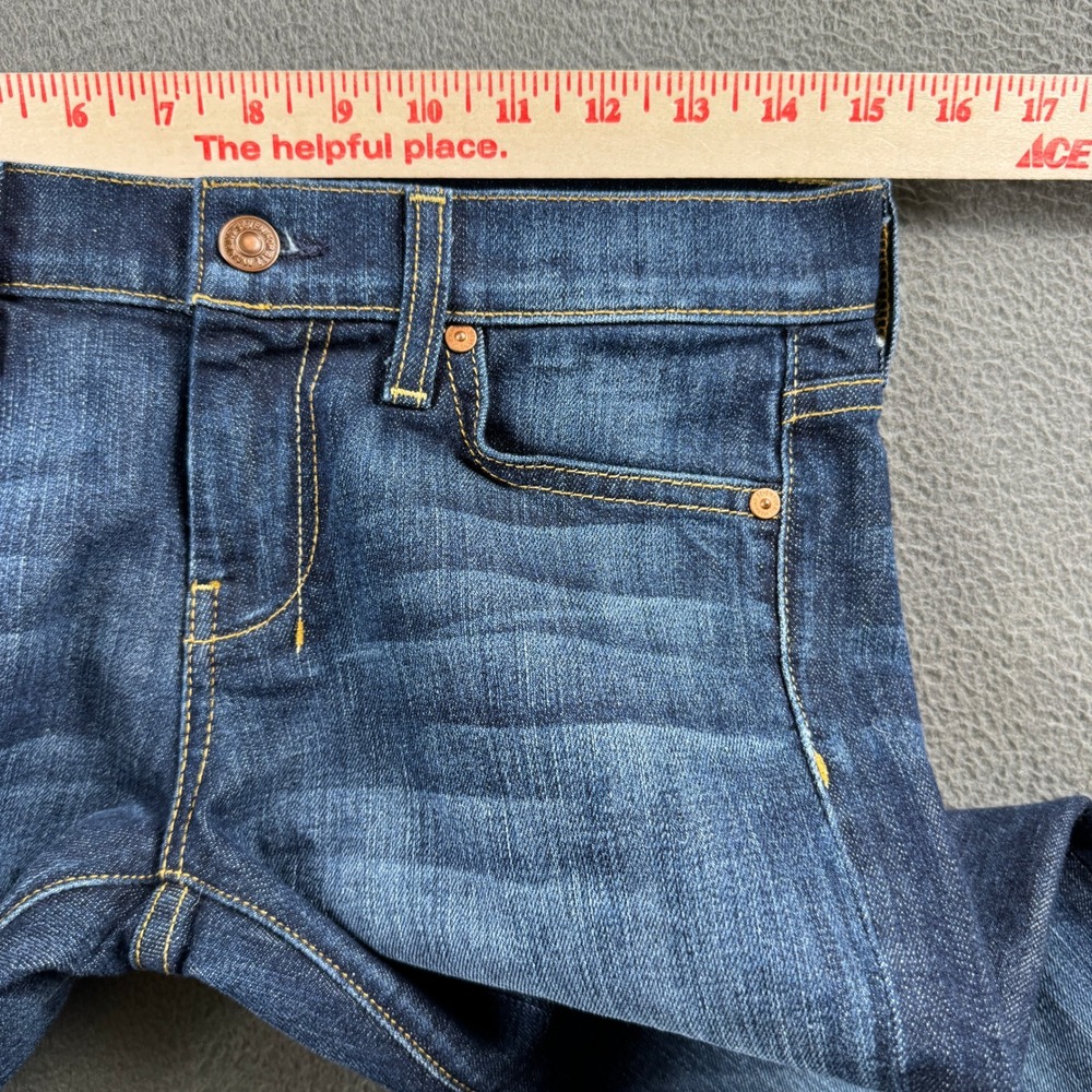 7 For All Mankind Dojo Jeans Women 26 Blue Flare Dark Wash Denim Made in USA - Picture 5 of 10
